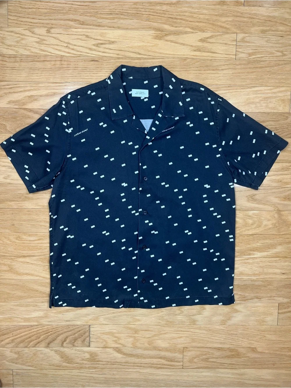Saturdays NYC Canty Light Reflection Short Sleeve Camp Collar Shirt